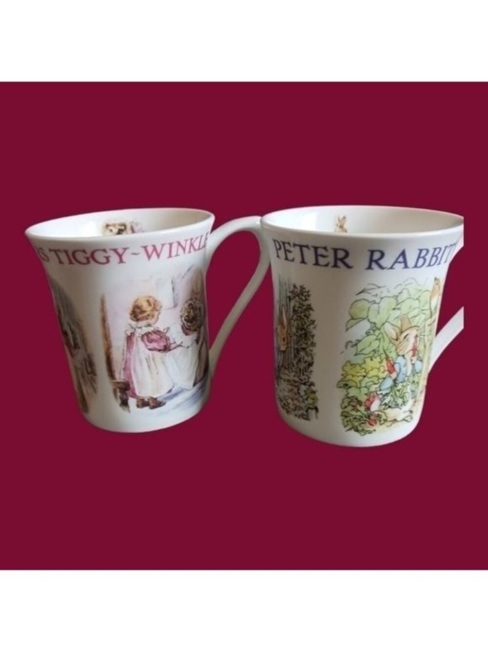 Queens china the world of beatrix pinggy rabbit & mrs.tiggy winkle mugs set of 2